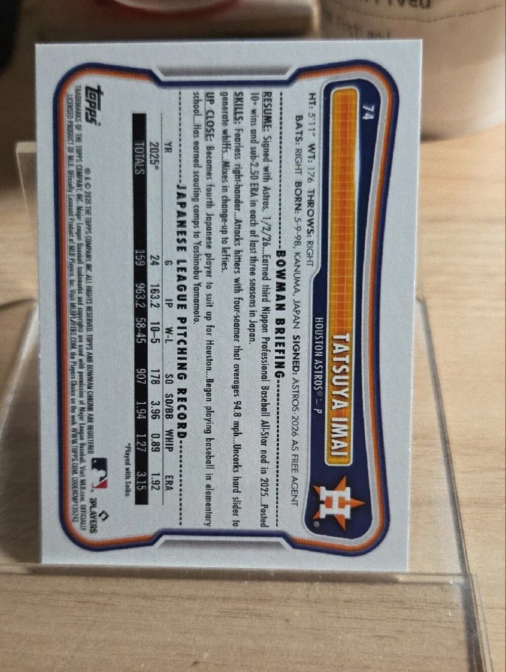 Baseball Trading Card - White with Red/Blue Accents